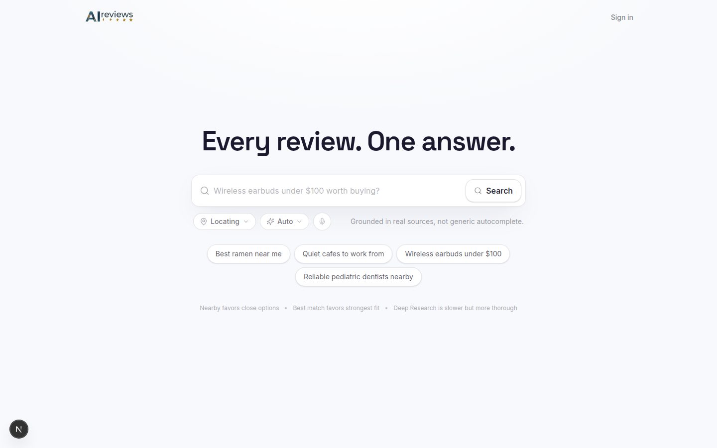 AI Reviews local business discovery product